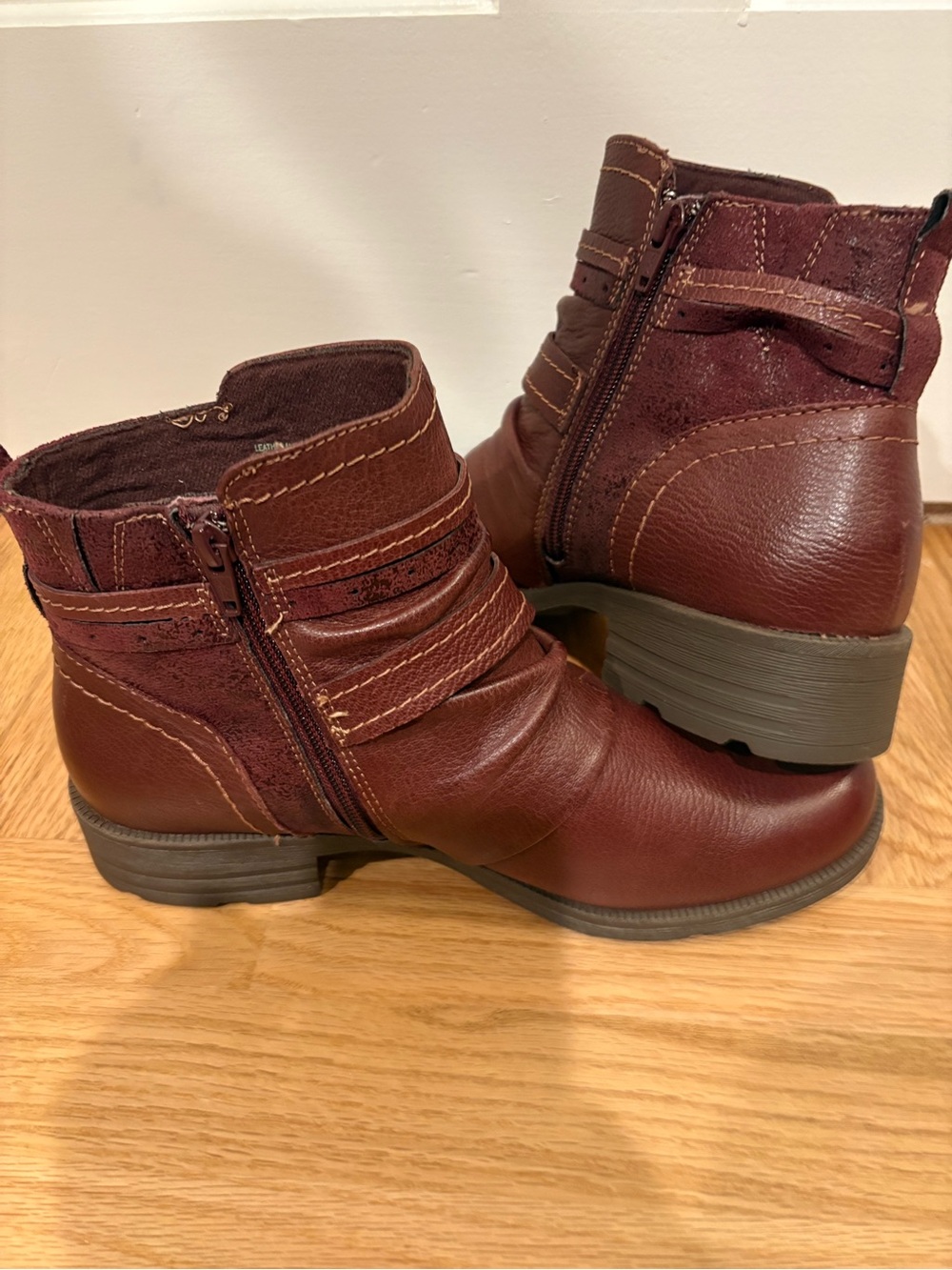 Earth Origins Merlot Leather Zip-up Boot Sz 11 - Picture 3 of 8